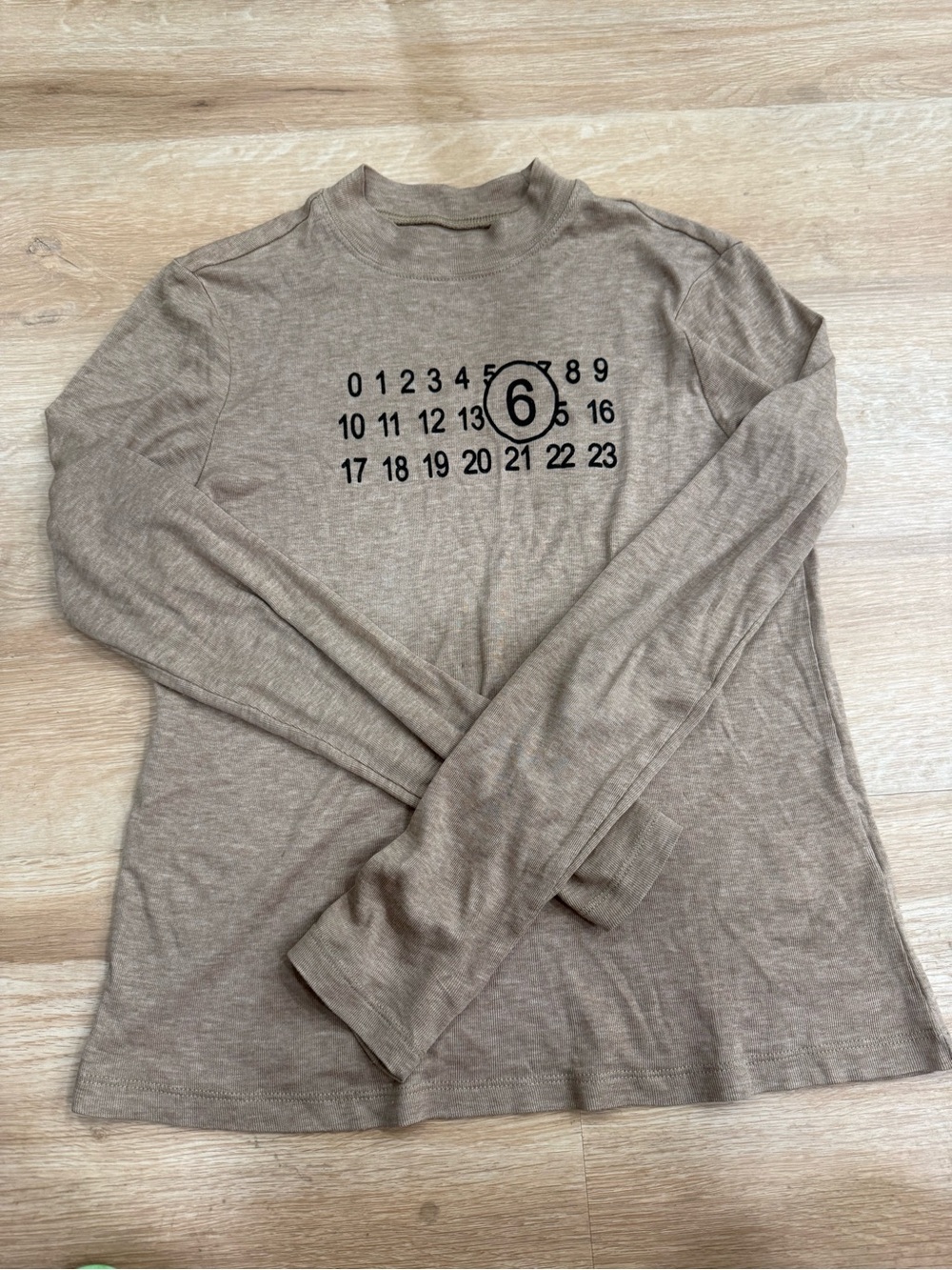 MM6 Long Sleeve Beige Graphic Tee